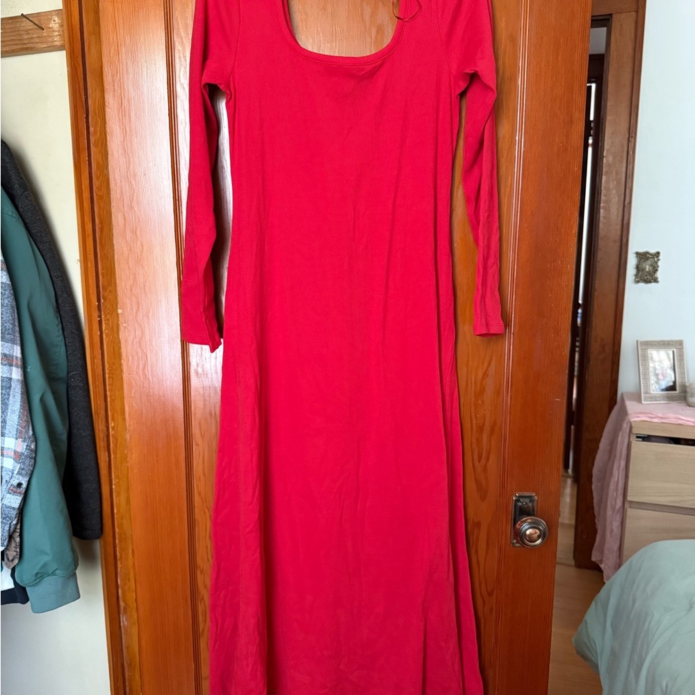 Old Navy Red A-Line Long Sleeve Dress